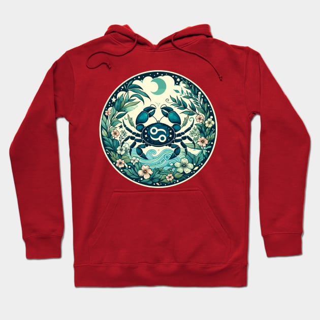 "Celestial Embrace: Cancer Serenity"- Zodiac Horoscope Star Signs Hoodie by stickercuffs